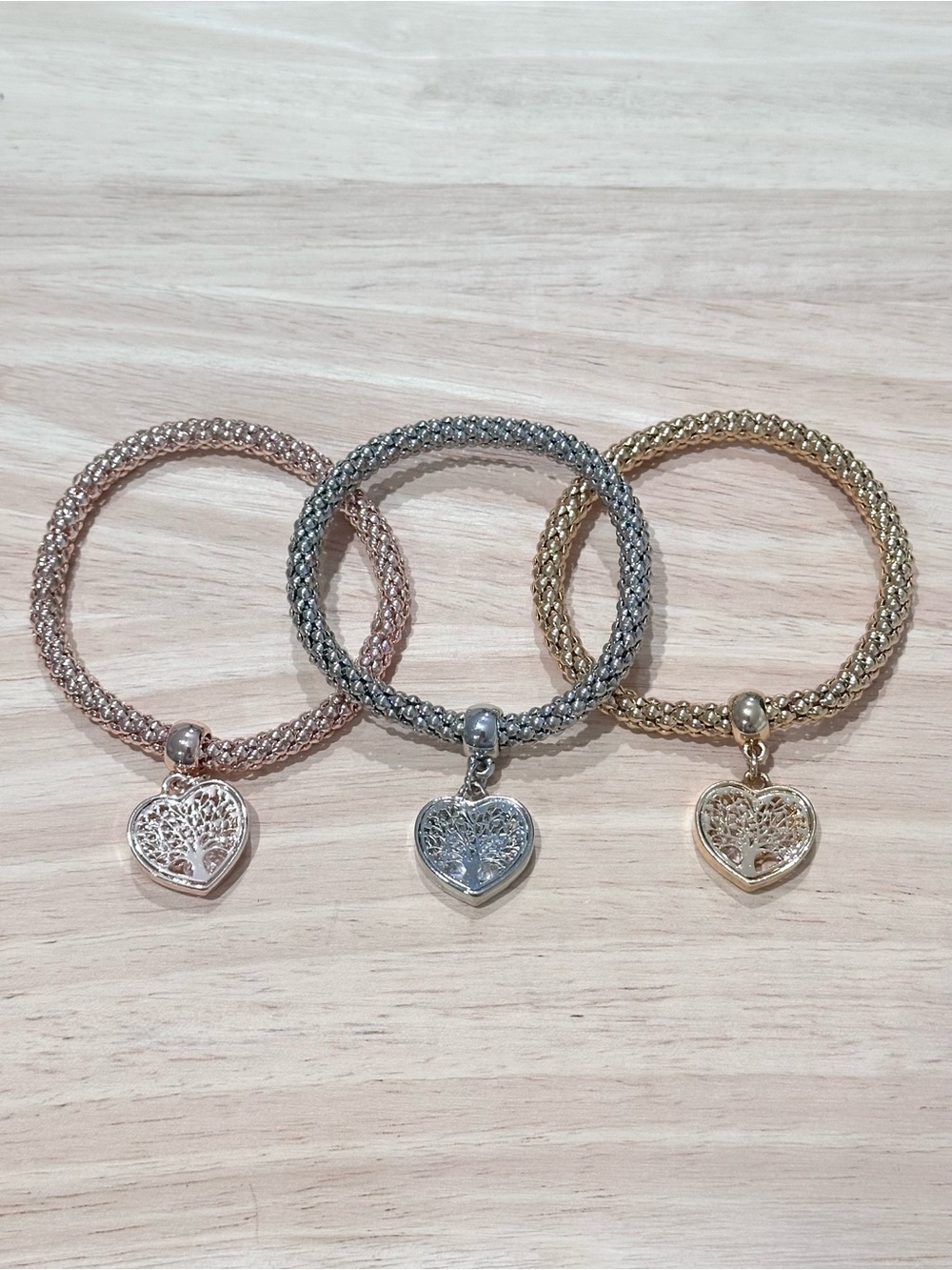 Pandora’s Box Tree of Life Heart Charm Bracelet 3 Piece Set